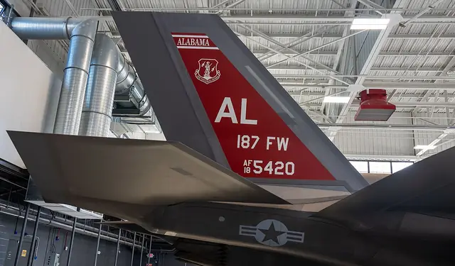 Heritage tail flash of an F-35A from the 187th Fighter Wing