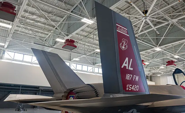 F-35A Lightning II from the 187th Fighter Wing showcases heritage tail flash
