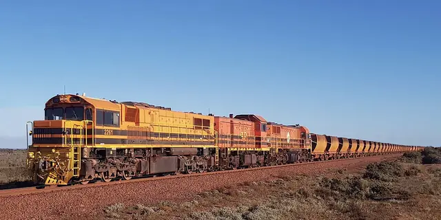 GWA narrow-gauge iron ore train, Middleback Range-Whyalla